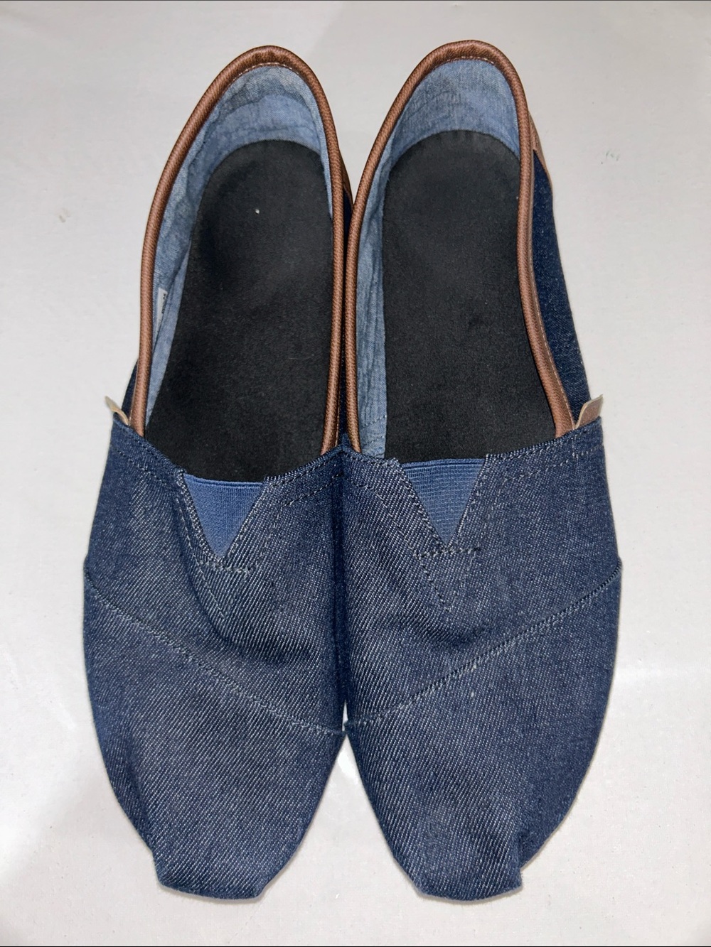Toms Mens Alpargata Navy Slip-On Loafers in Dark Denim with Brown Trim - Picture 2 of 7